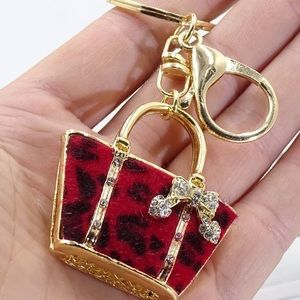- Leopard Bag Charm Red with Rhinestones